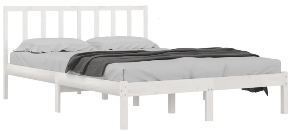 Estrutura de cama 160x200 cm madeira de pinho maciça branco