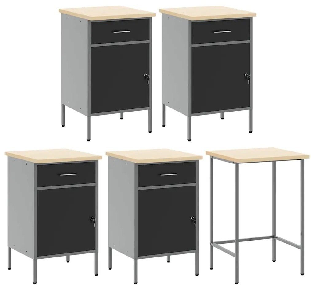 Conjunto de Armário e Painel de Ferramentas com 12 Peças vidaXL Preto