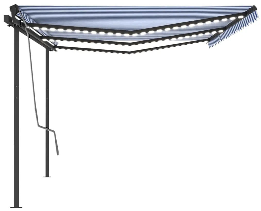 Toldo automático c/ LED e sensor de vento 6x3,5 m azul e branco