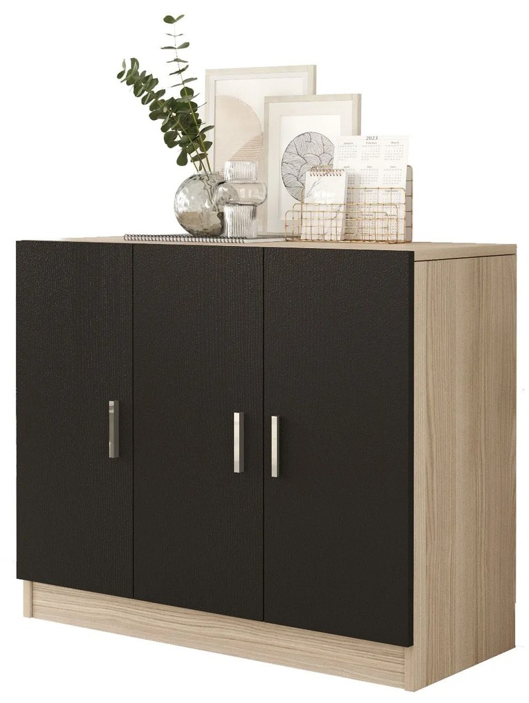 Armário Multiusos VO5 – Carvalho/Preto – 89,1x73,8x38,1 cm