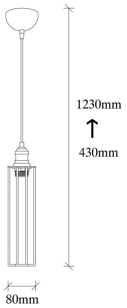 Candeeiro de Teto Zumra – Preto – Diâmetro 8 cm, Altura 123 cm