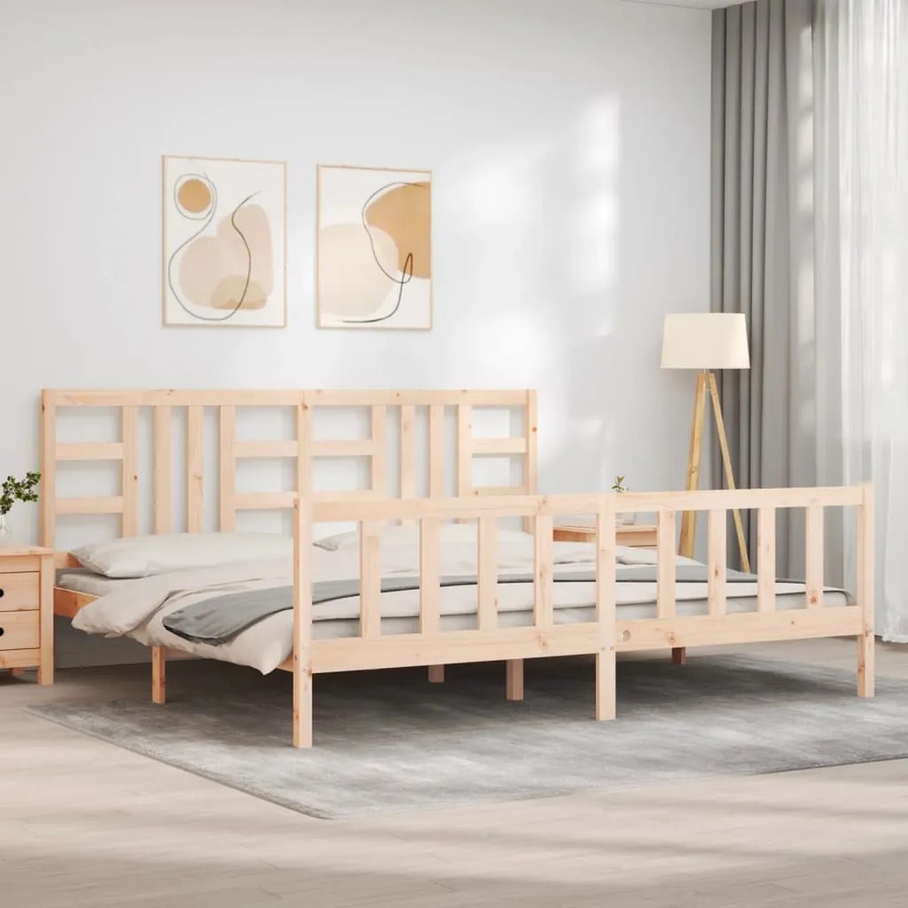Cama sem colchão 200x200 cm madeira de pinho maciça
