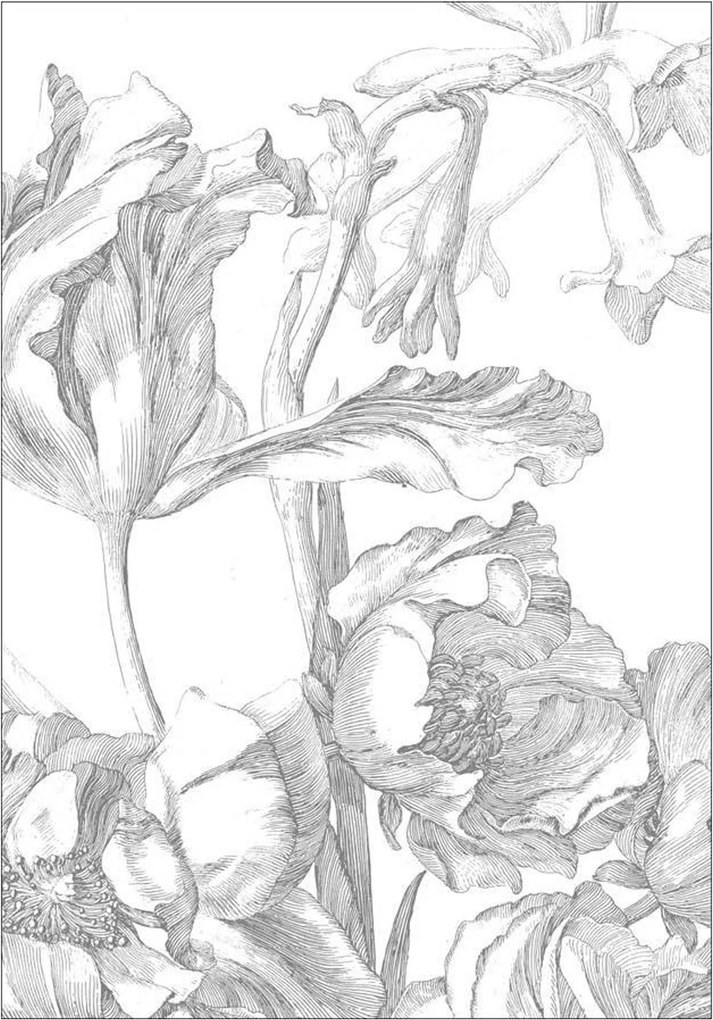 Papel de parede não tecido Engraved Flowers