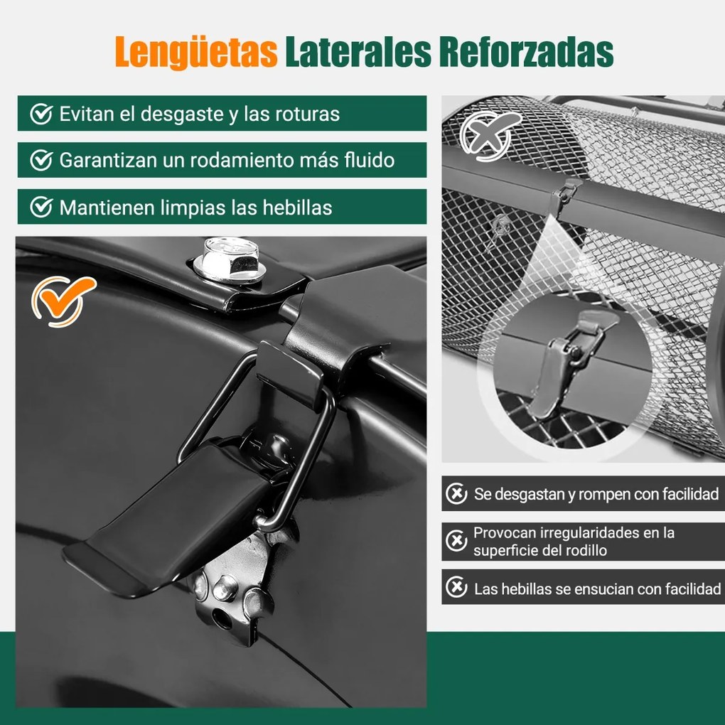 Espalhador de composto para Jardim de 31 cm com rolo para turfa e cabo em T ajustável em altura, com cesto de malha metálica para jardim ou relvado, p