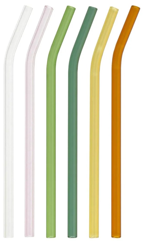 Kave Home - Set Gillia de 6 palhinhas de vidro multicolor