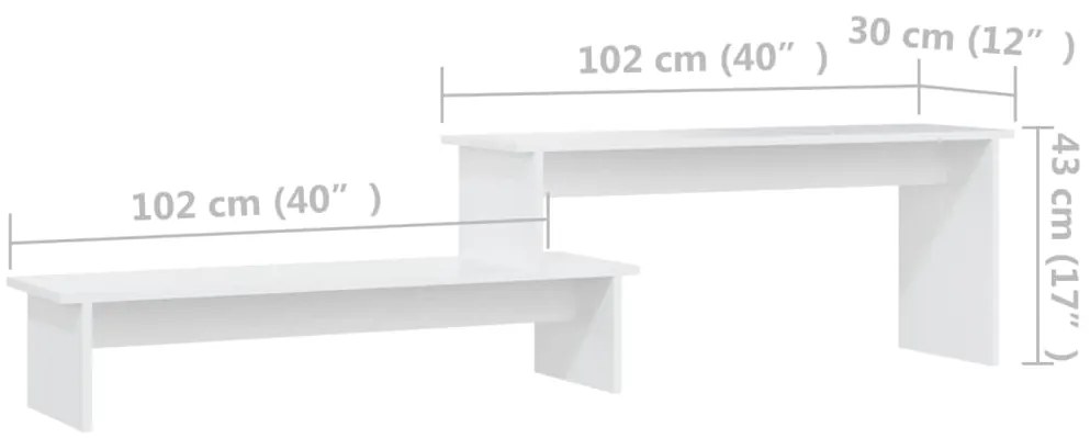 Móvel de TV 180x30x43 cm derivados de madeira branco