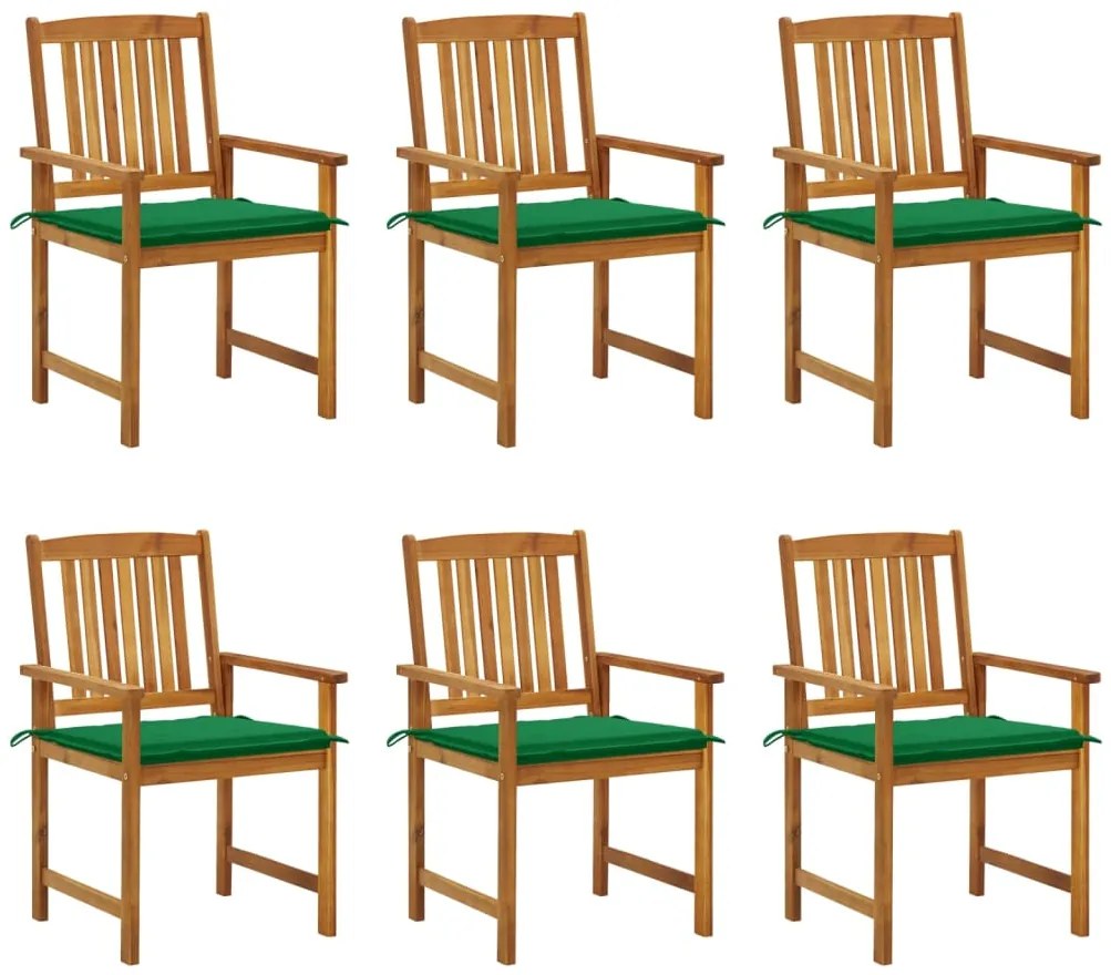 Cadeiras de jardim com almofadões 6 pcs acácia maciça
