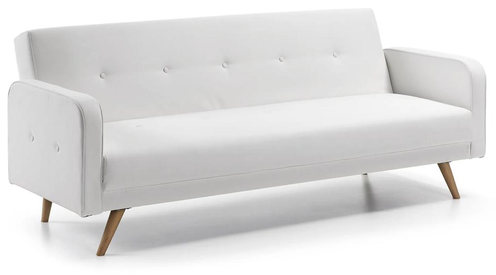 Kave Home - Sofá-cama Roger 3 lugares de pele sintética branco 210 cm