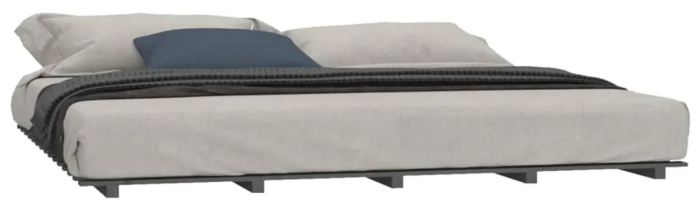 Estrutura de cama 200x200 cm madeira de pinho maciça cinzento