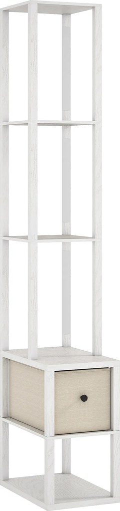 Candeeiro de Pé Moderno com Prateleiras Abertas Gaveta de Tecido e Interruptor de Pé 43,5x26,5x169 cm Branco