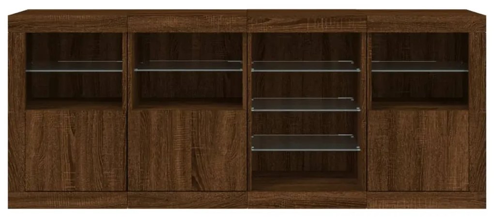 Aparador com luzes LED 164x37x67 cm carvalho castanho