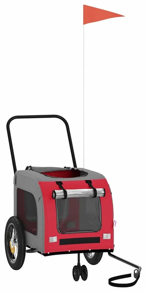 Reboque para Bicicleta para Animais de Estimação Vermelho e Cinza, Tec
