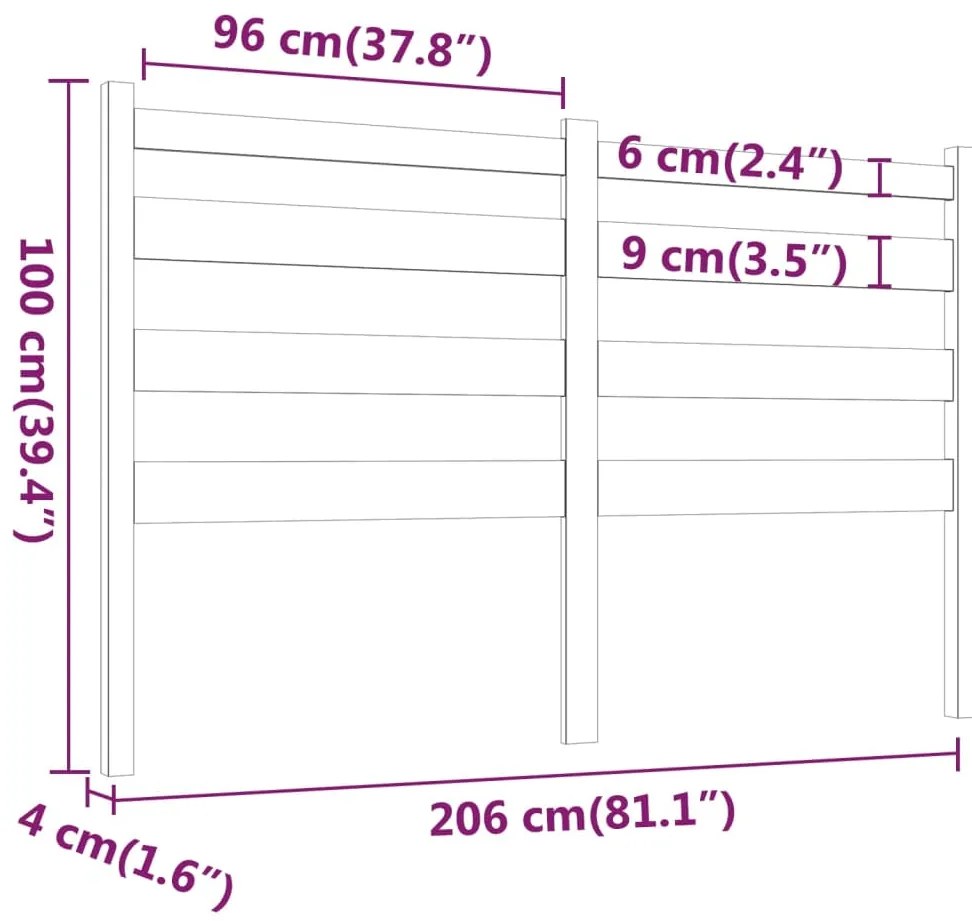 Cabeceira de cama 206x4x100 cm pinho maciço castanho mel
