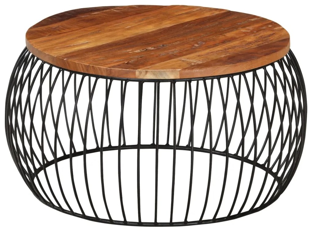 Mesa de centro Ø68 cm madeira recuperada maciça
