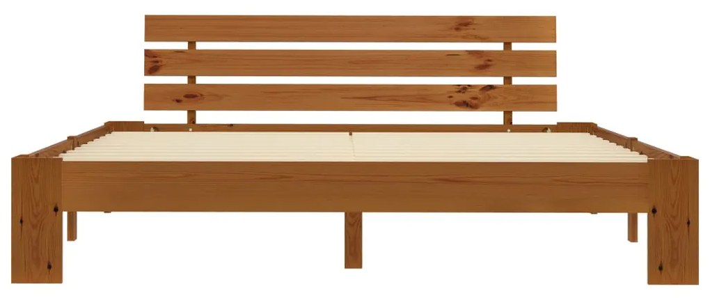 Estrutura cama c/ cabeceira 160x200cm pinho maciço castanho-mel