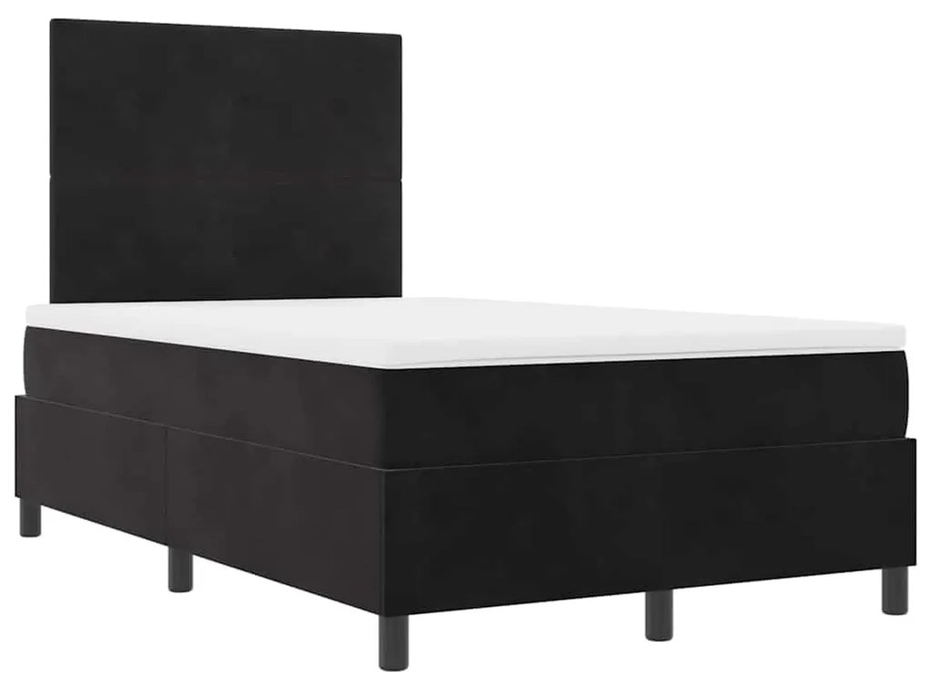 Cama Box Spring vidaXL com Colchão e LED Preto 120x200 cm Veludo