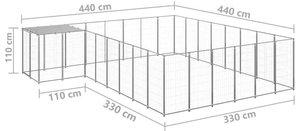 Canil 15,73 m² aço prateado