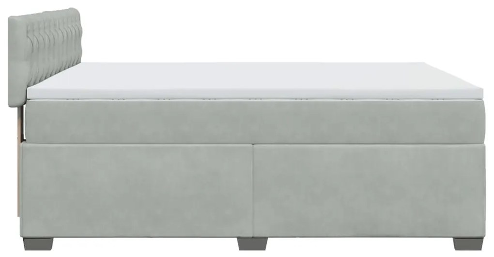 Cama com molas/colchão 140x200 cm veludo cinzento-claro