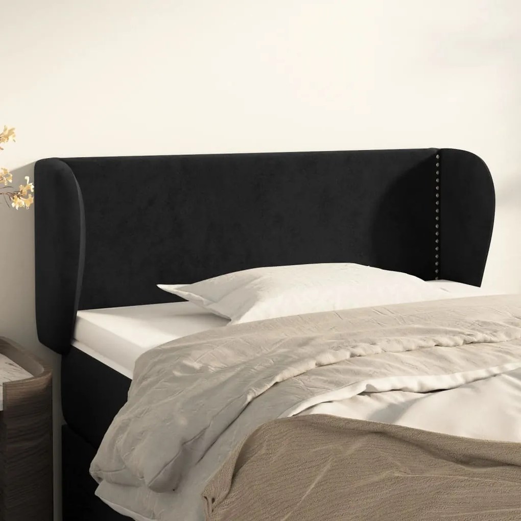 3117042 vidaXL Cabeceira de cama c/ abas veludo 93x23x78/88 cm preto