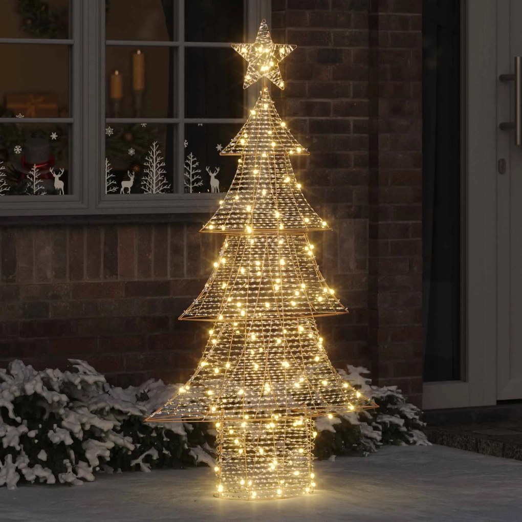 vidaXL Árvore de Natal com 160 LEDs Branco quente 151 cm PET