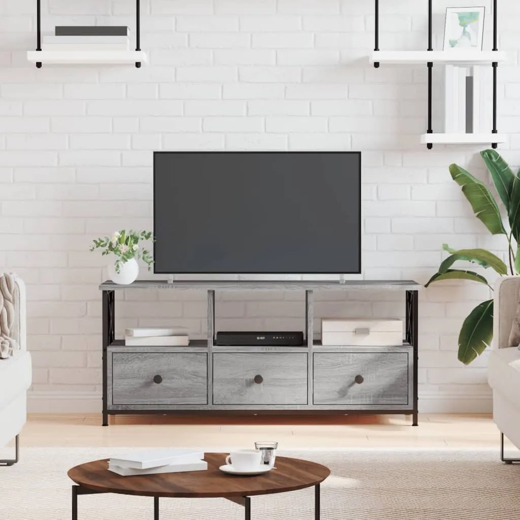 vidaXL Móvel de TV 102x33x45cm derivados de madeira/ferro cinza sonoma
