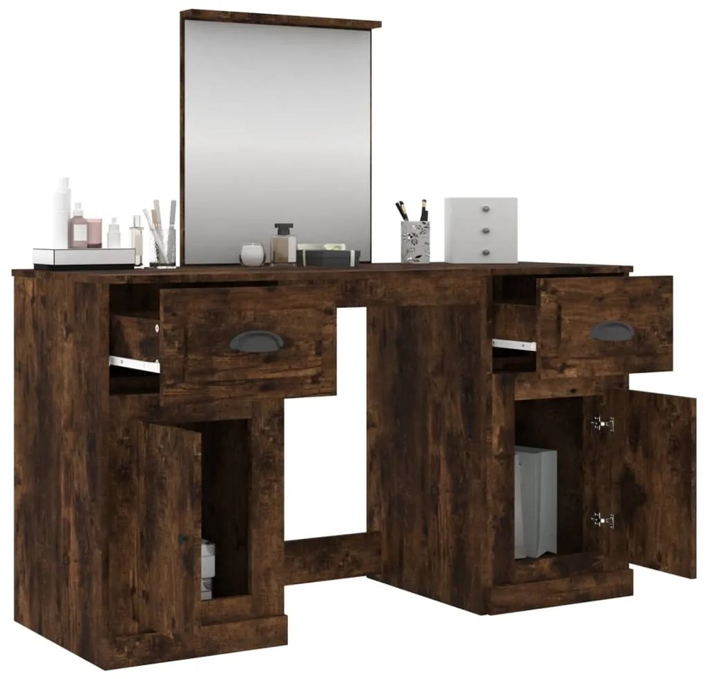 Toucador com espelho 130x50x132,5 cm cor carvalho fumado
