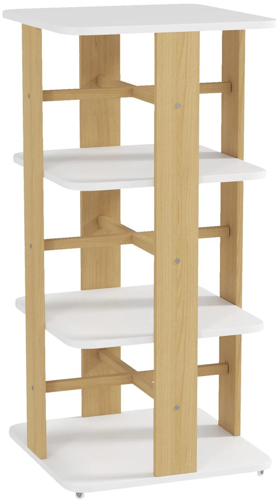 AIYAPLAY Estante para Livros Infantil Estante para Crianças com Rodas 3 Prateleiras 48x48x99,5 cm Branco e Madeira