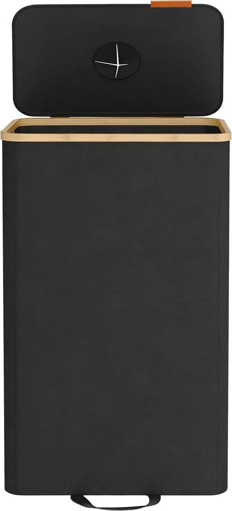 Contentor para garrafas de 100 L, 42 x 32,5 x 70,5 cm recipiente de reciclagem com tampa e saco interior para cozinha preto-bege