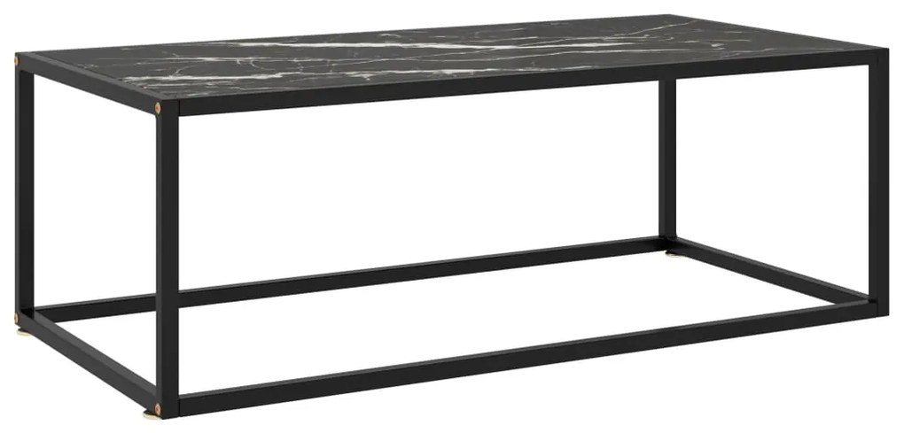 vidaXL Mesa de centro 100x50x35 cm vidro mármore preto
