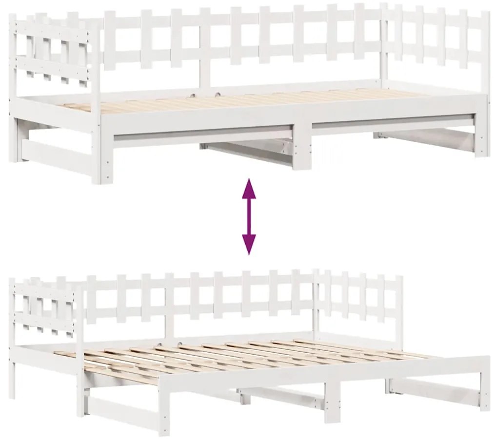 Sofá-cama com gavetão e gavetas sem colchão 80x200 cm branco