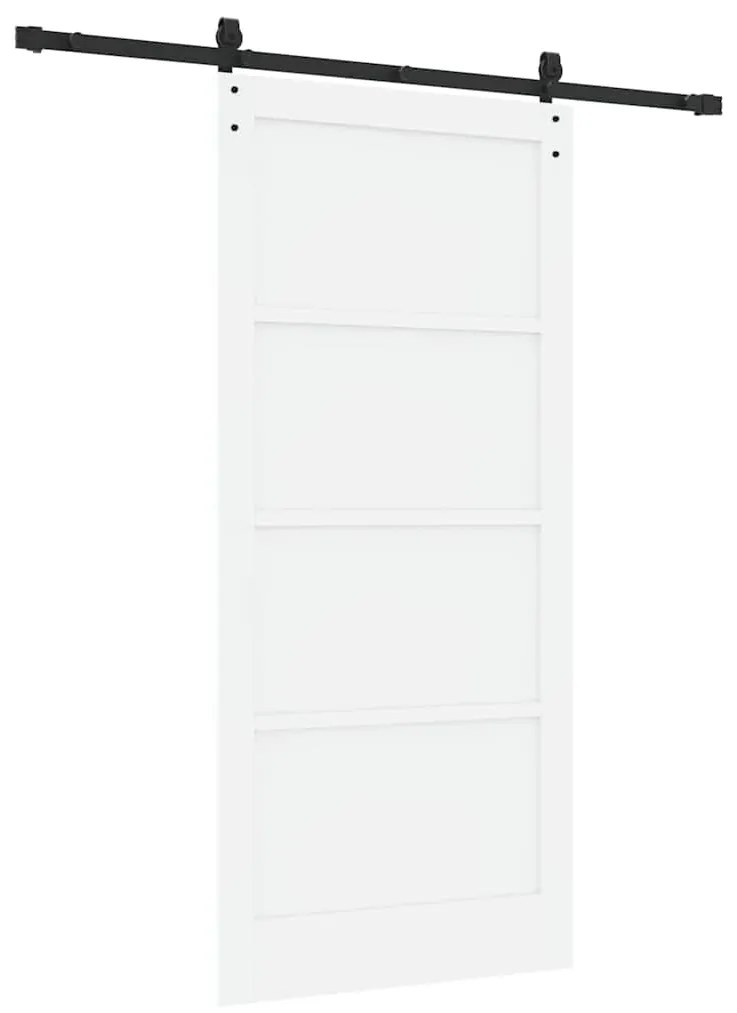 Porta Deslizante com Conjunto de Ferragens Branca 93x202 cm Madeira de