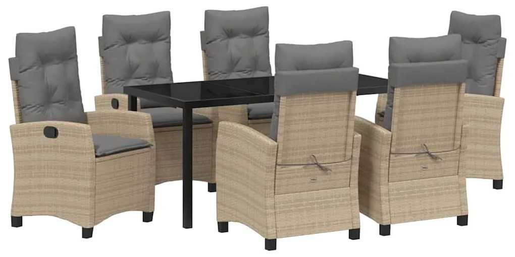 Conjunto de Jantar de Jardim da com 7 Peças e Almofadas em Rattan Sint