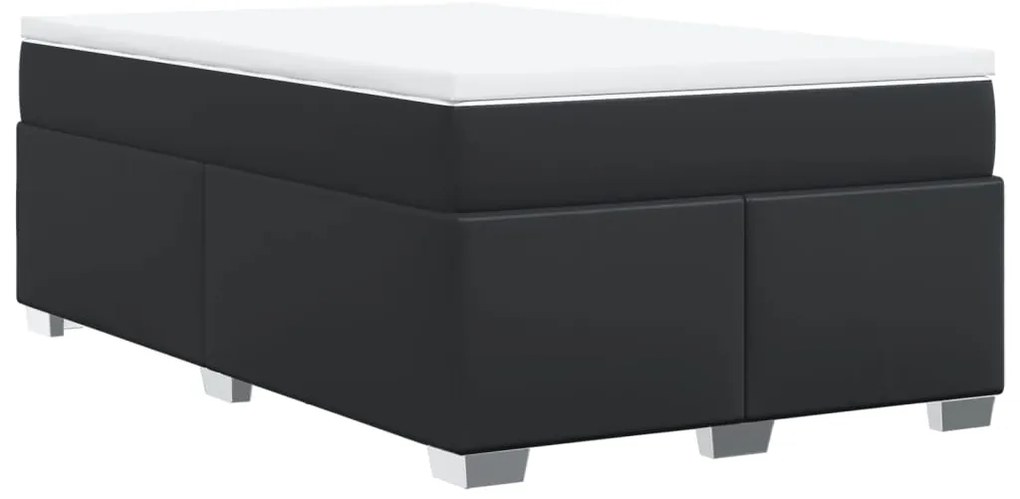 Cama boxspring com colchão 120x190 cm couro artificial preto