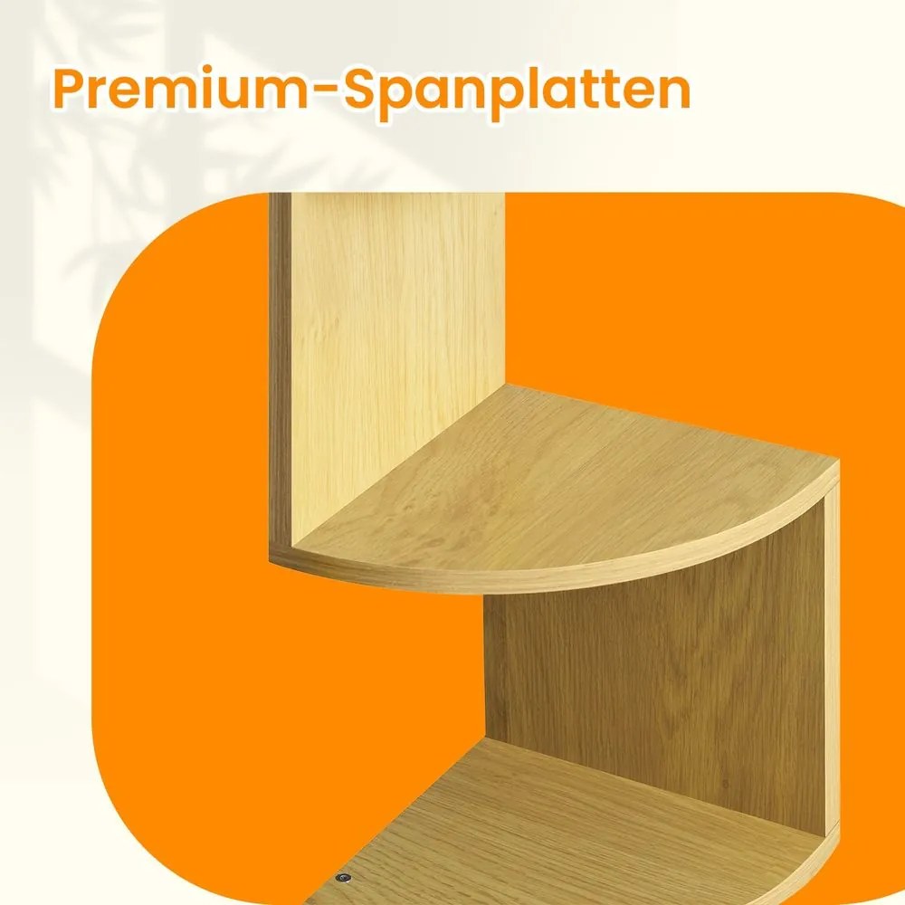 Estante de canto suspensa com 5 prateleiras 20 x 20 x 126 cm cor natural