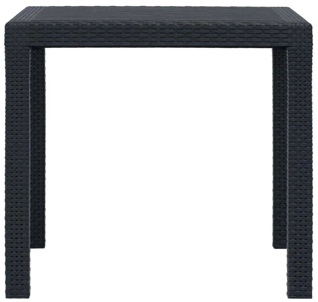 Conjunto bistrô 3 pcs plástico antracite com aspeto de vime