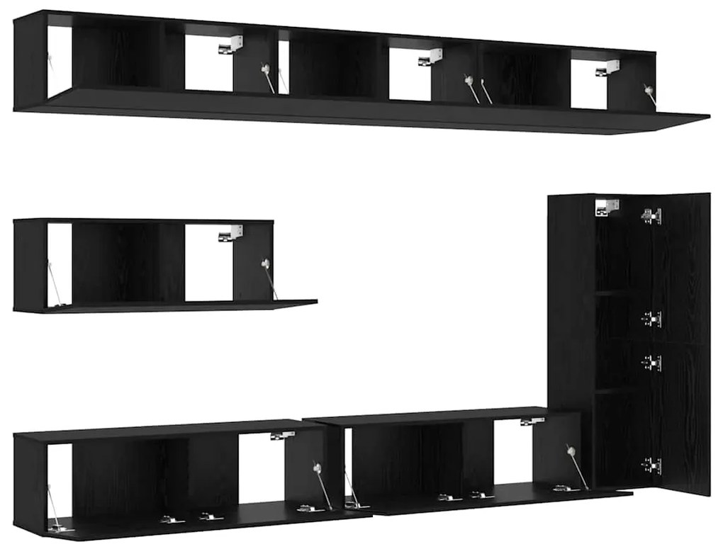 Conjunto de Painéis para TV com 7 peças - Montado na parede - Feito de