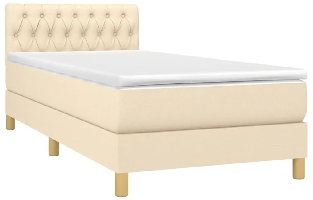 Cama com molas/colchão 90x190 cm tecido cor creme