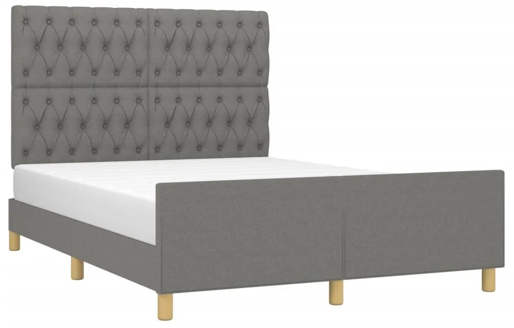 Estrutura de cama sem colchão 140x190 cm tecido cinzento-escuro