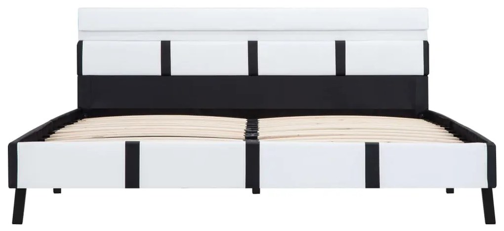 Estrutura de cama com LED 160x200 cm couro artificial branco