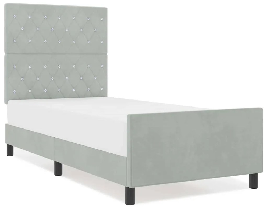 Cama vidaXL Cinza Claro 100x200 cm Veludo