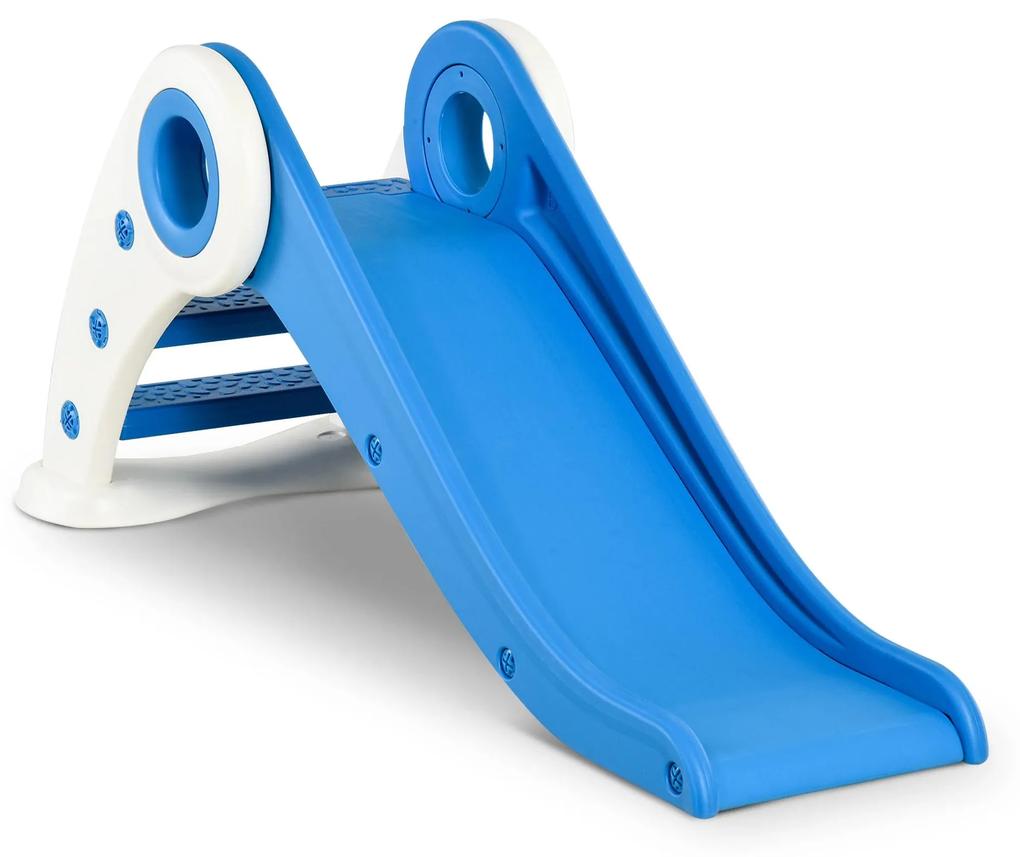 HOMCOM Escorrega infantil para crianças acima de 3 anos dobrável com escadas  para jardim parque interiores 120x50x56 cm Azul
