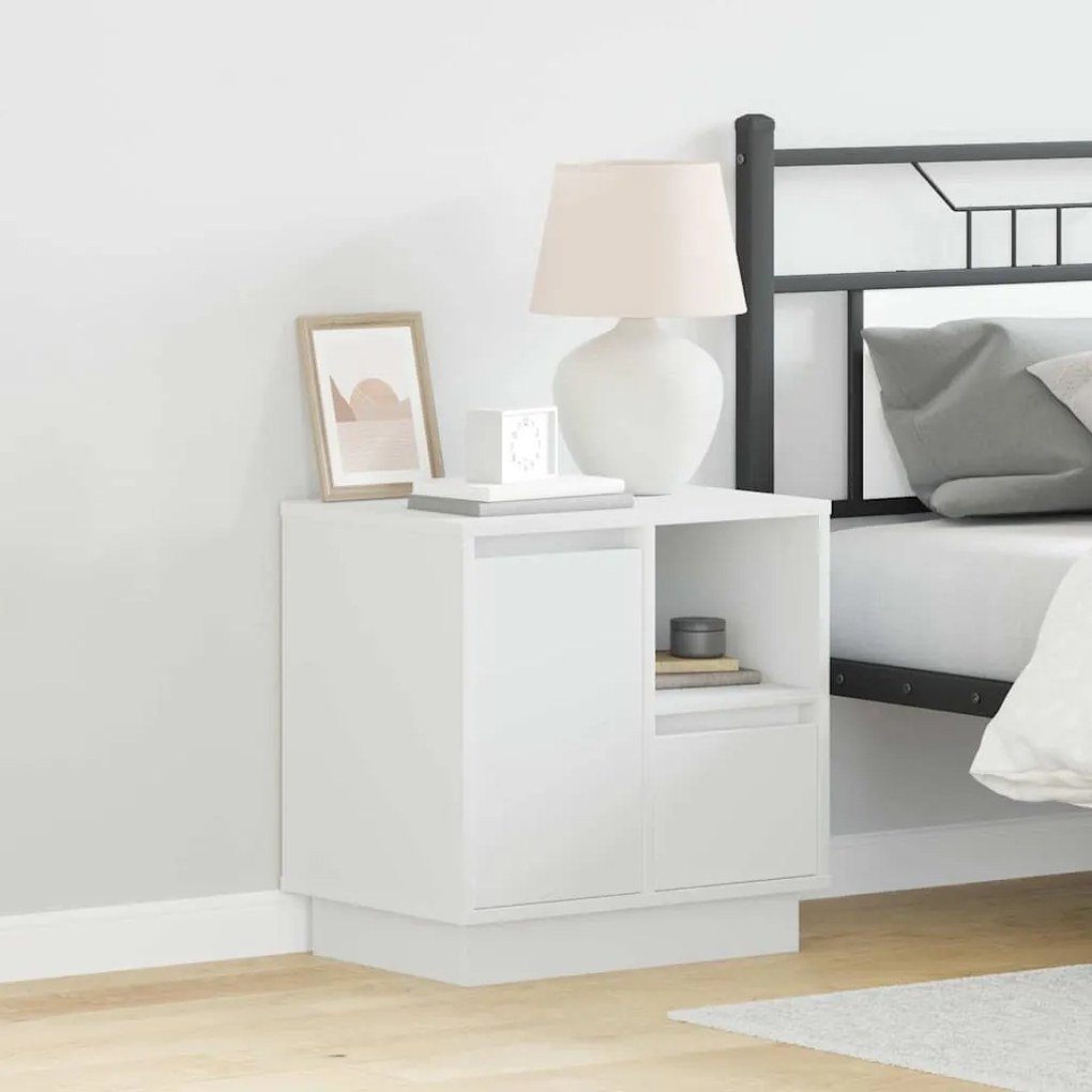 Mesas de cabeceira com LED 2 pcs Branco 50x34,5x50 cm
