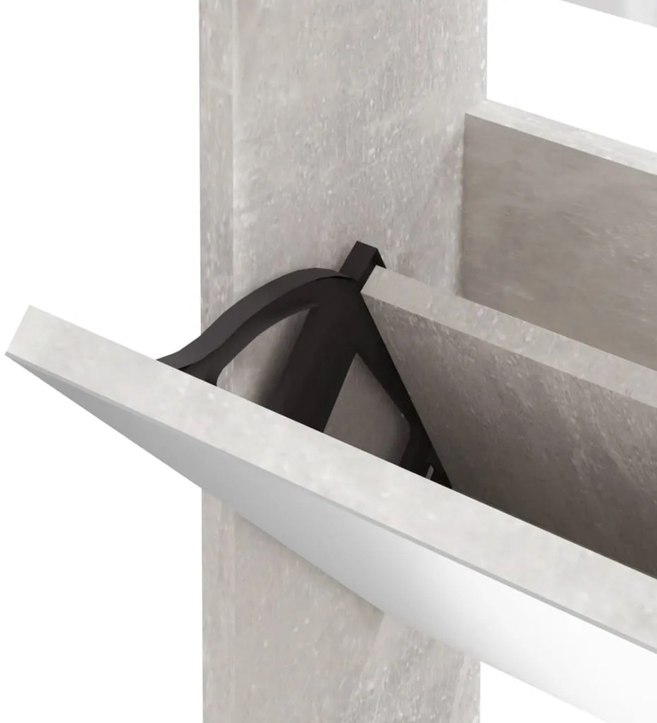 Sapateira c/ espelho 3 divisórias 63x17x102,5 cm cinza cimento