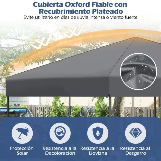 Tenda dobrável com bolsa de transporte e altura ajustável em 3 posições para jardim, festas, eventos 295 x 295 cm cinza