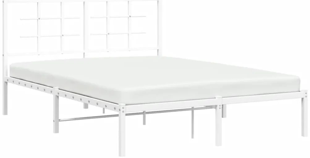 Estrutura de cama com cabeceira 135x190 cm metal branco