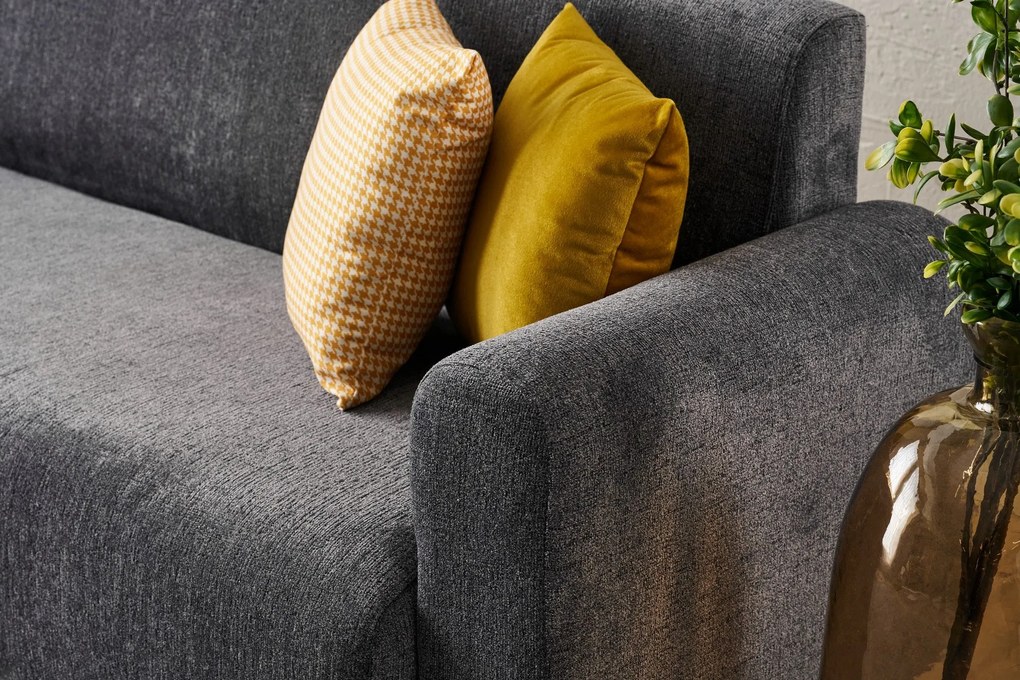 **** Conjunto de Sofás Noya – Cinzento – 3 Lugares (220x87x70 cm) e 1