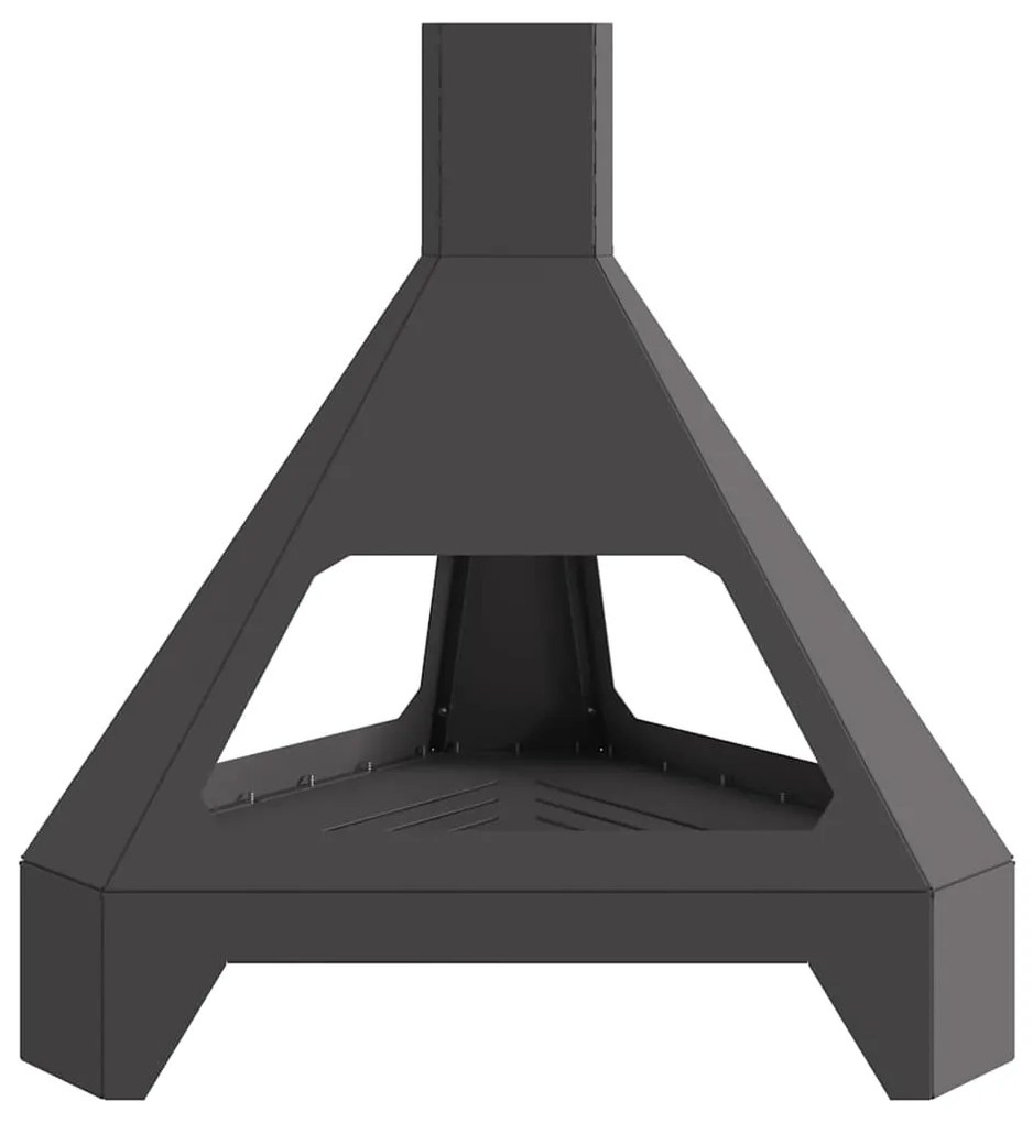 Fire Pit com Chaminé Preto 50x43x52 cm Aço