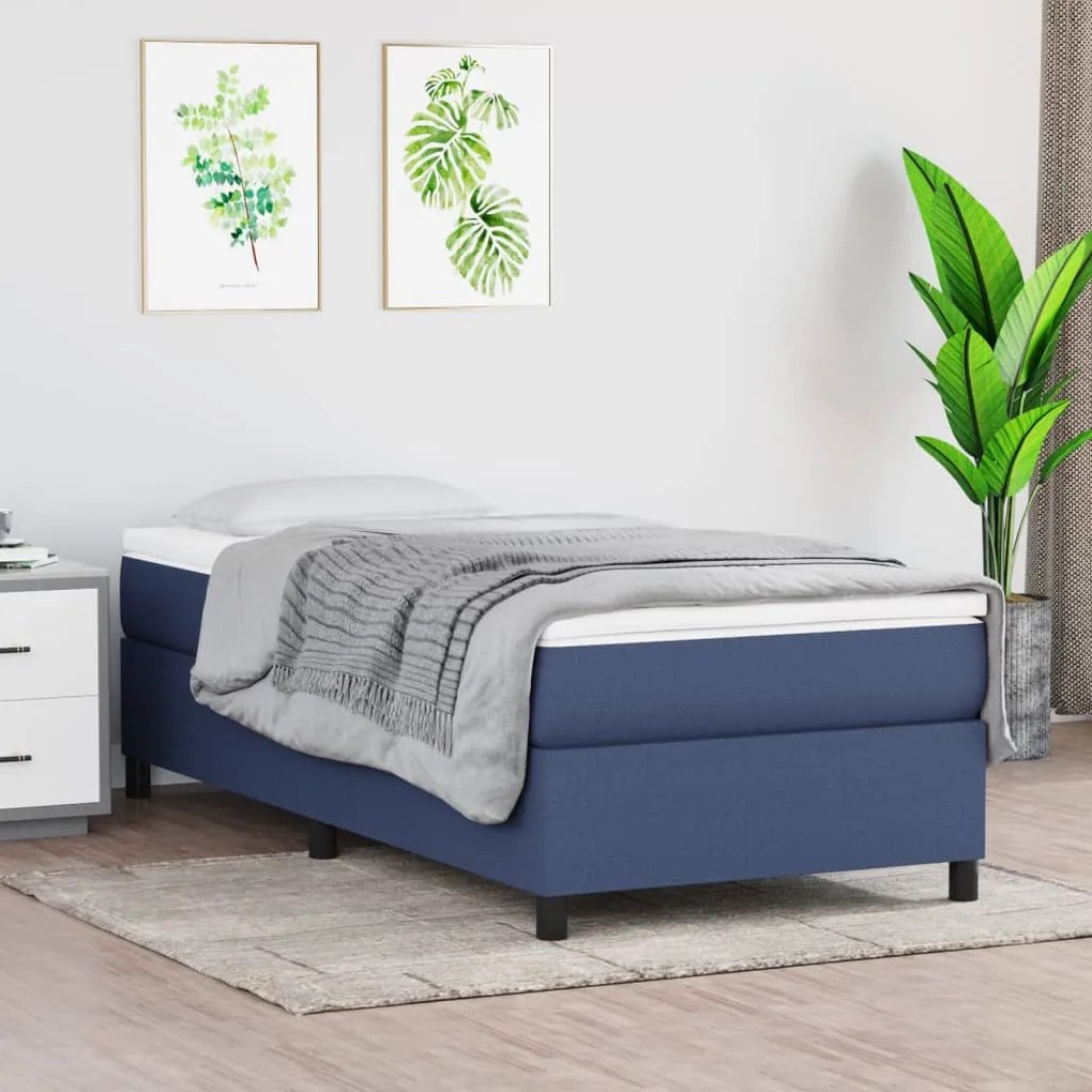 Estrutura de cama sem colchão 90x190 cm tecido azul