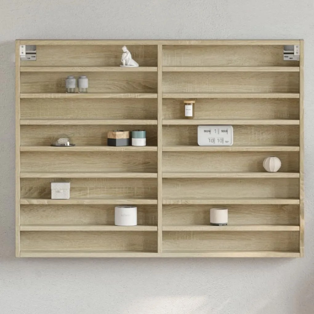 vidaXL Armário vitrine 100x8,5x75 cm derivados madeira carvalho sonoma