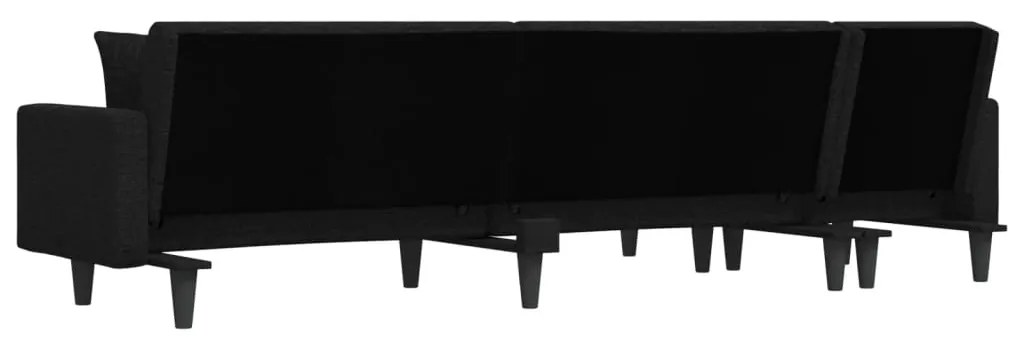Sofá-cama em forma de L 275x140x70 cm tecido preto